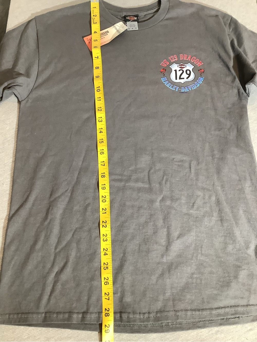 Harley-Davidson Gray Tee with Red & Blue Dragon Graphic - Picture 7 of 7